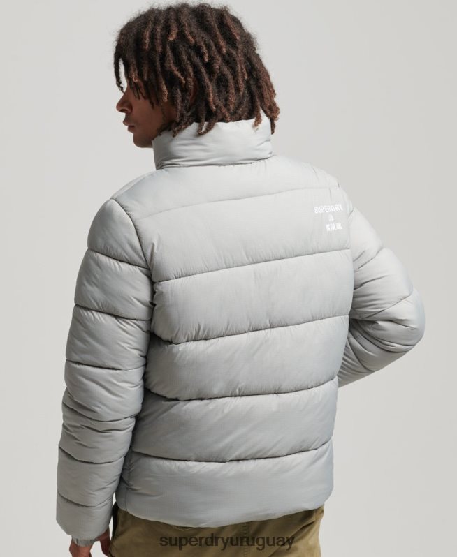 uy Superdry hombres chaqueta acolchada deportiva sin capucha gris claro DT2N8Z1059 ropa