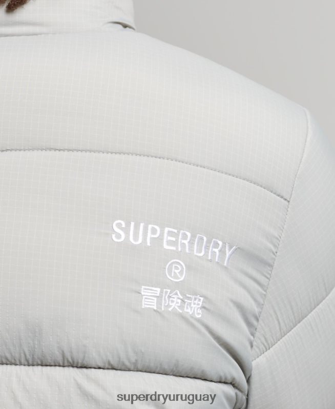 uy Superdry hombres chaqueta acolchada deportiva sin capucha gris claro DT2N8Z1059 ropa