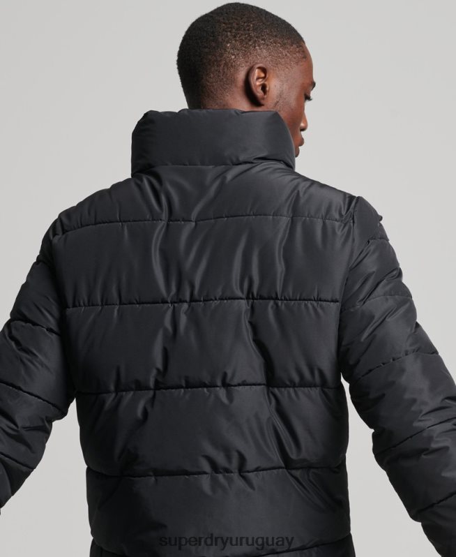 uy Superdry hombres chaqueta acolchada deportiva sin capucha negro DT2N8Z1140 ropa