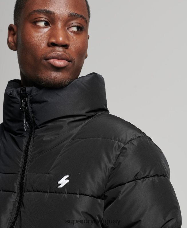uy Superdry hombres chaqueta acolchada deportiva sin capucha negro DT2N8Z1140 ropa