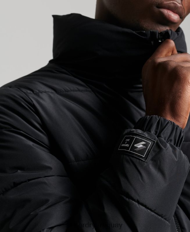 uy Superdry hombres chaqueta acolchada deportiva sin capucha negro DT2N8Z1140 ropa