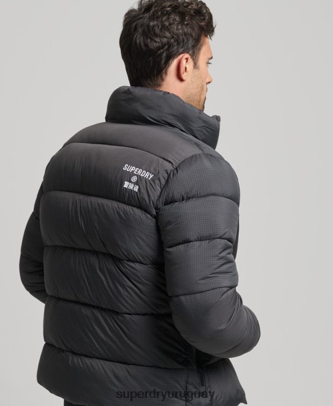 uy Superdry hombres chaqueta acolchada deportiva sin capucha negro DT2N8Z997 ropa