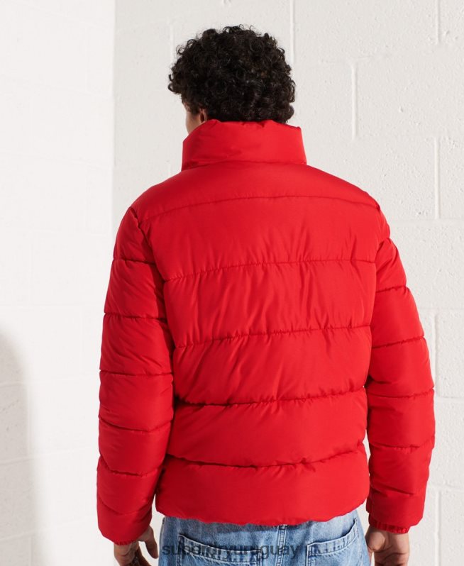uy Superdry hombres chaqueta acolchada deportiva sin capucha rojo DT2N8Z4560 ropa