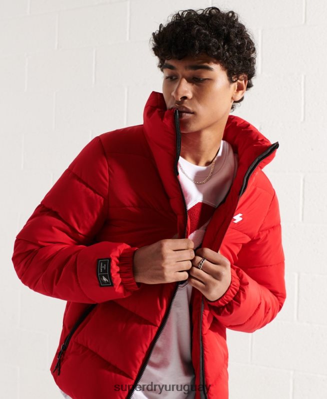 uy Superdry hombres chaqueta acolchada deportiva sin capucha rojo DT2N8Z4560 ropa