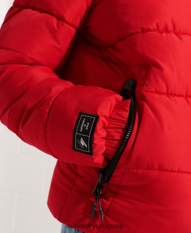 uy Superdry hombres chaqueta acolchada deportiva sin capucha rojo DT2N8Z4560 ropa