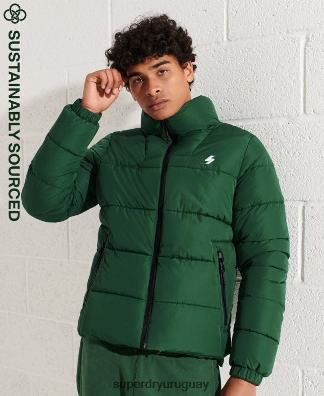 uy Superdry hombres chaqueta acolchada deportiva sin capucha verde DT2N8Z4536 ropa