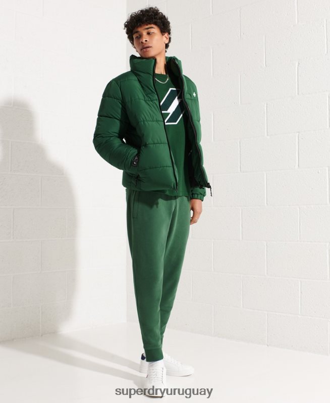 uy Superdry hombres chaqueta acolchada deportiva sin capucha verde DT2N8Z4536 ropa
