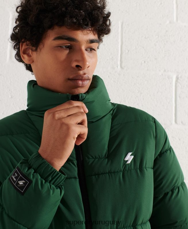 uy Superdry hombres chaqueta acolchada deportiva sin capucha verde DT2N8Z4536 ropa