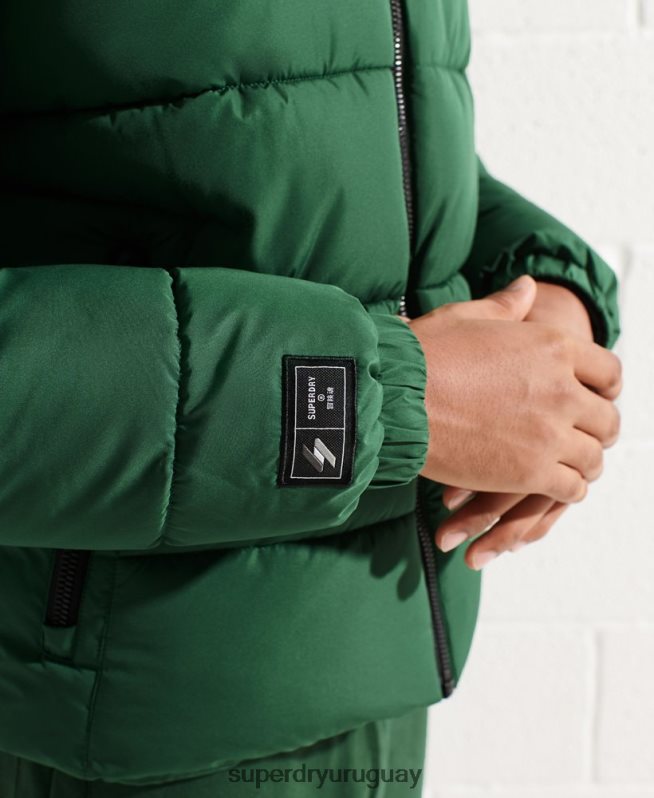uy Superdry hombres chaqueta acolchada deportiva sin capucha verde DT2N8Z4536 ropa