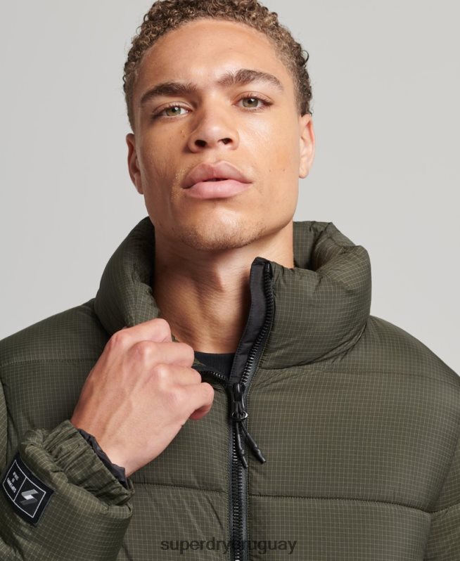 uy Superdry hombres chaqueta acolchada deportiva sin capucha verde DT2N8Z956 ropa