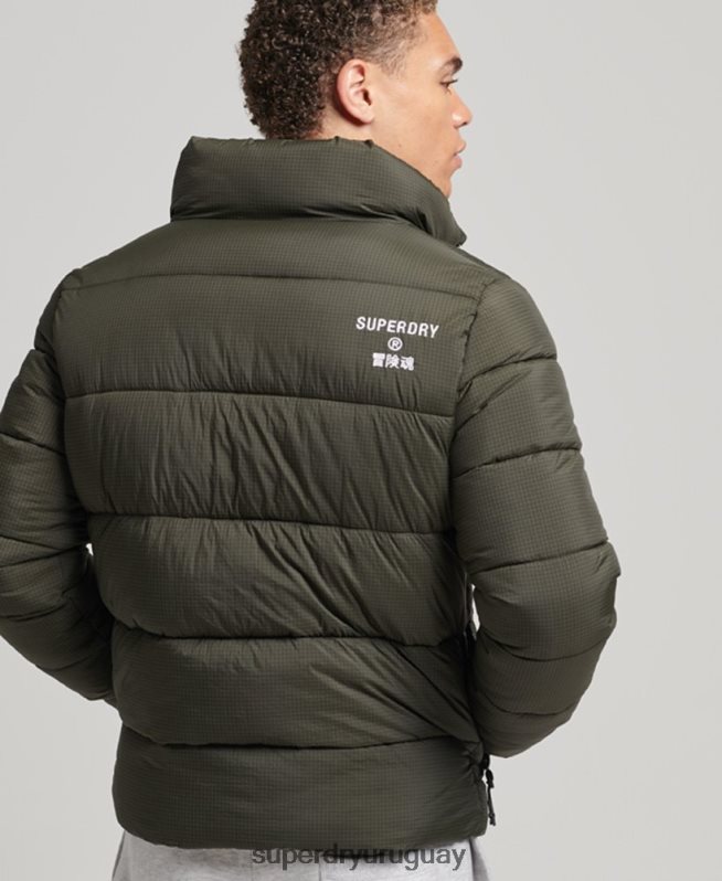 uy Superdry hombres chaqueta acolchada deportiva sin capucha verde DT2N8Z956 ropa