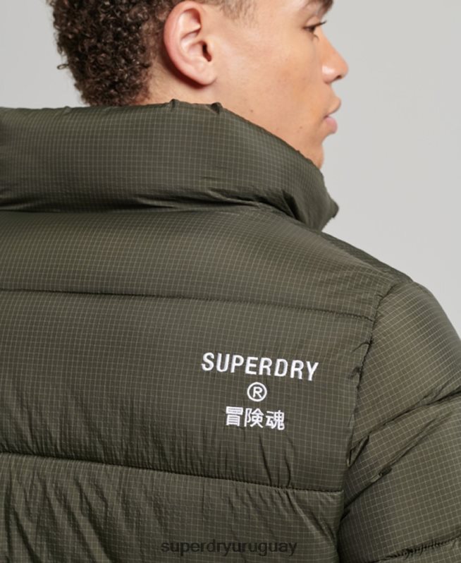 uy Superdry hombres chaqueta acolchada deportiva sin capucha verde DT2N8Z956 ropa