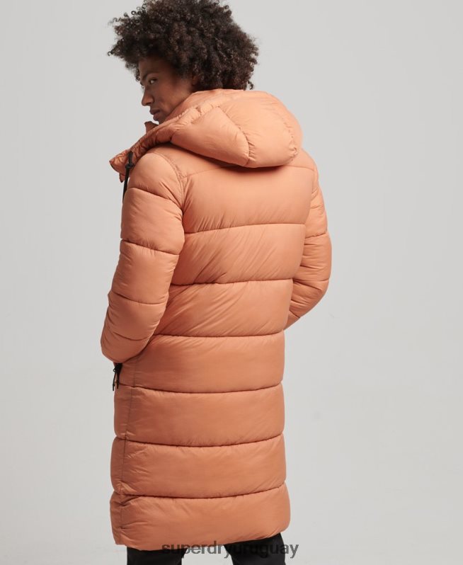 uy Superdry hombres chaqueta acolchada larga con tejido ripstop naranja DT2N8Z4546 ropa