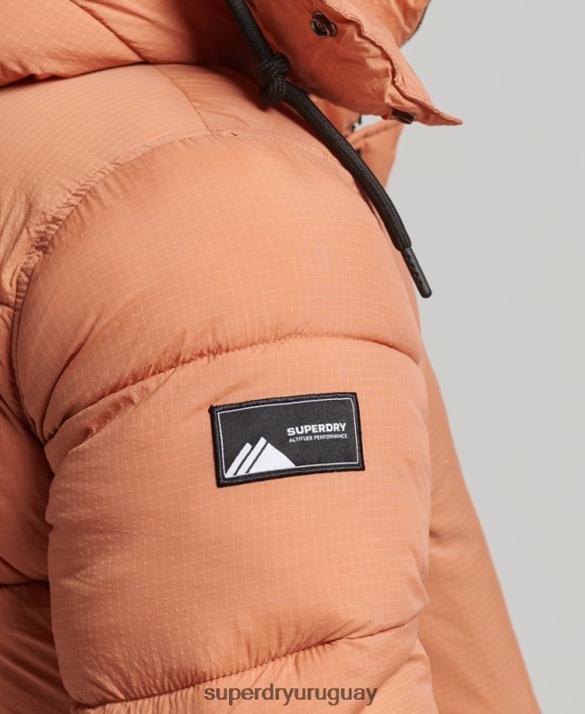 uy Superdry hombres chaqueta acolchada larga con tejido ripstop naranja DT2N8Z4546 ropa