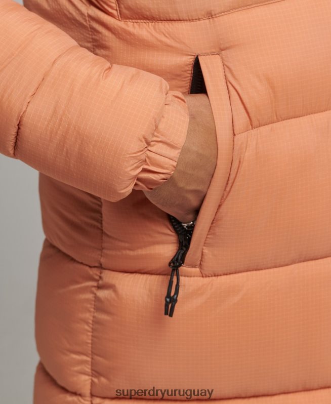 uy Superdry hombres chaqueta acolchada larga con tejido ripstop naranja DT2N8Z4546 ropa