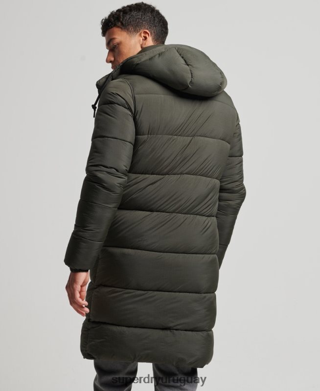 uy Superdry hombres chaqueta acolchada larga con tejido ripstop verde DT2N8Z1099 ropa