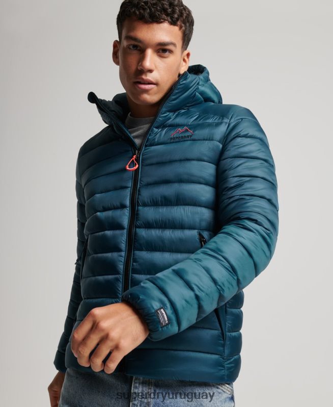 uy Superdry hombres chaqueta acolchada ligera azul DT2N8Z911 ropa