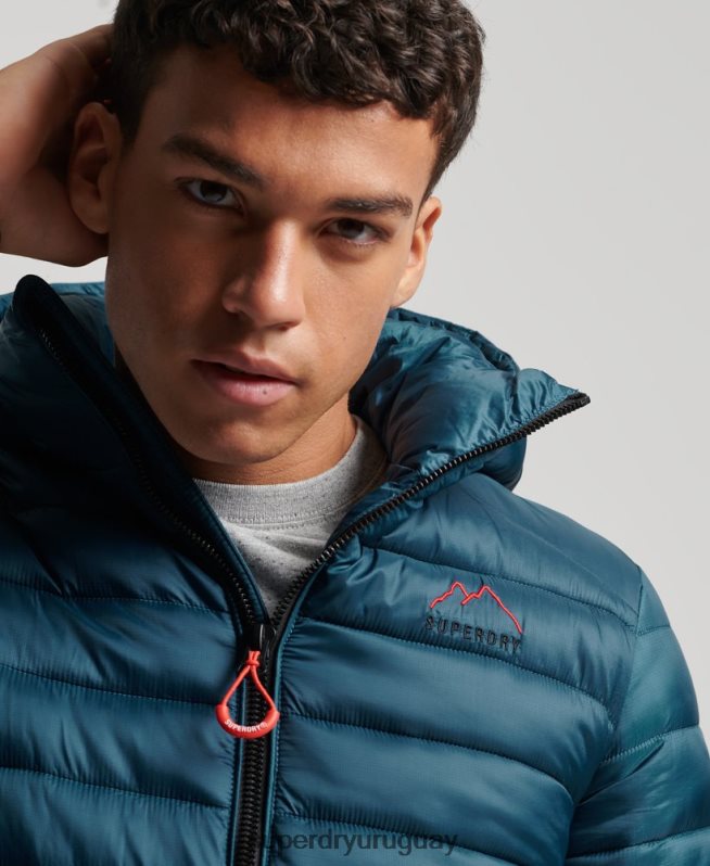 uy Superdry hombres chaqueta acolchada ligera azul DT2N8Z911 ropa
