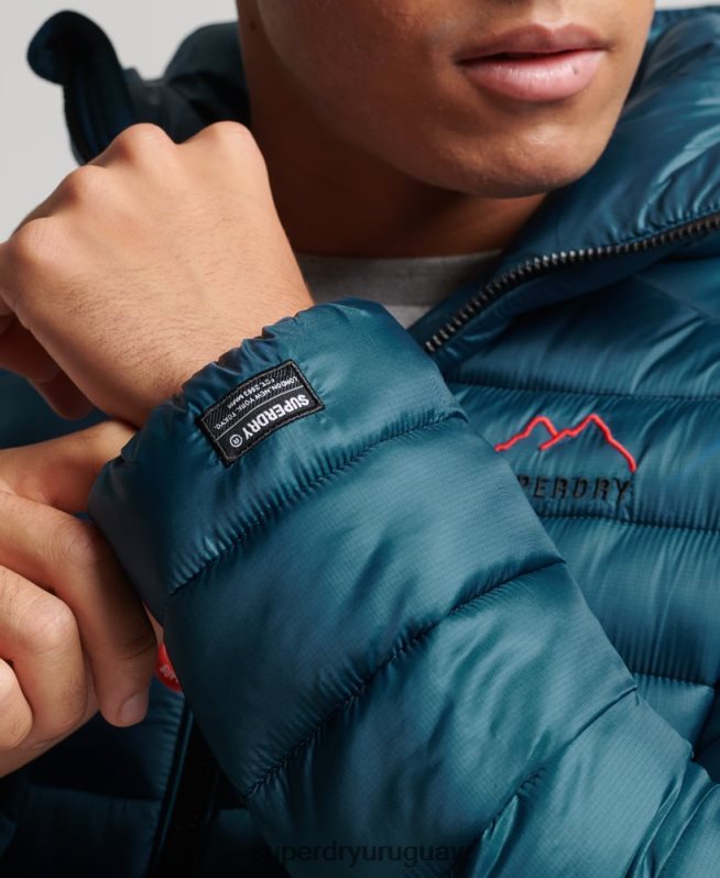 uy Superdry hombres chaqueta acolchada ligera azul DT2N8Z911 ropa