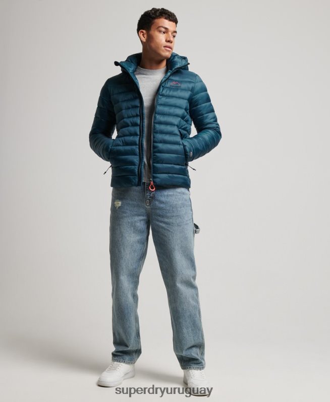 uy Superdry hombres chaqueta acolchada ligera azul DT2N8Z911 ropa