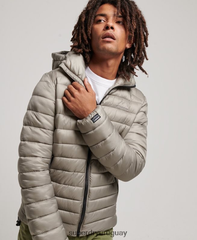uy Superdry hombres chaqueta acolchada ligera gris oscuro DT2N8Z949 ropa