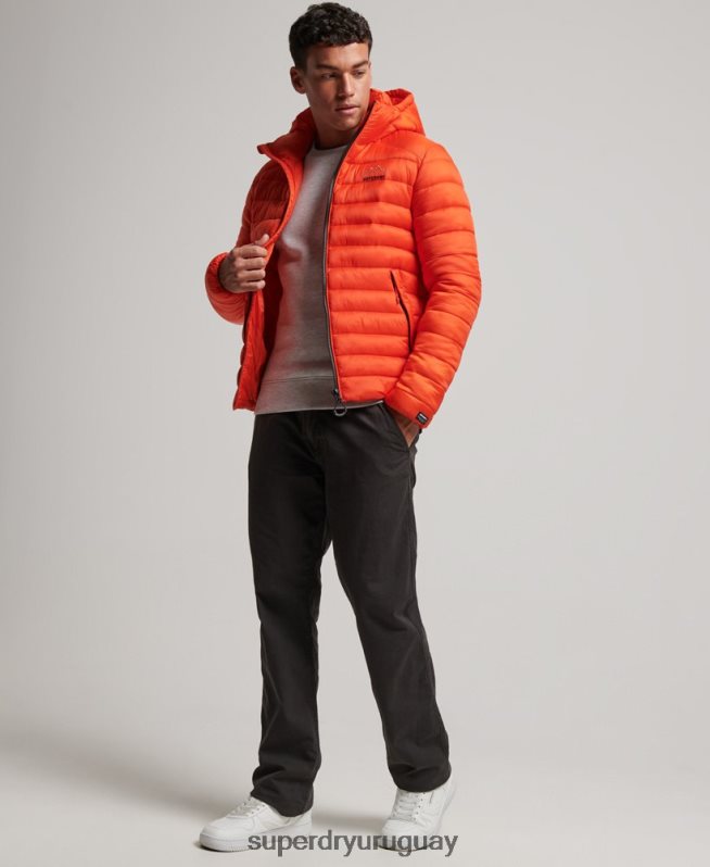 uy Superdry hombres chaqueta acolchada ligera naranja DT2N8Z923 ropa
