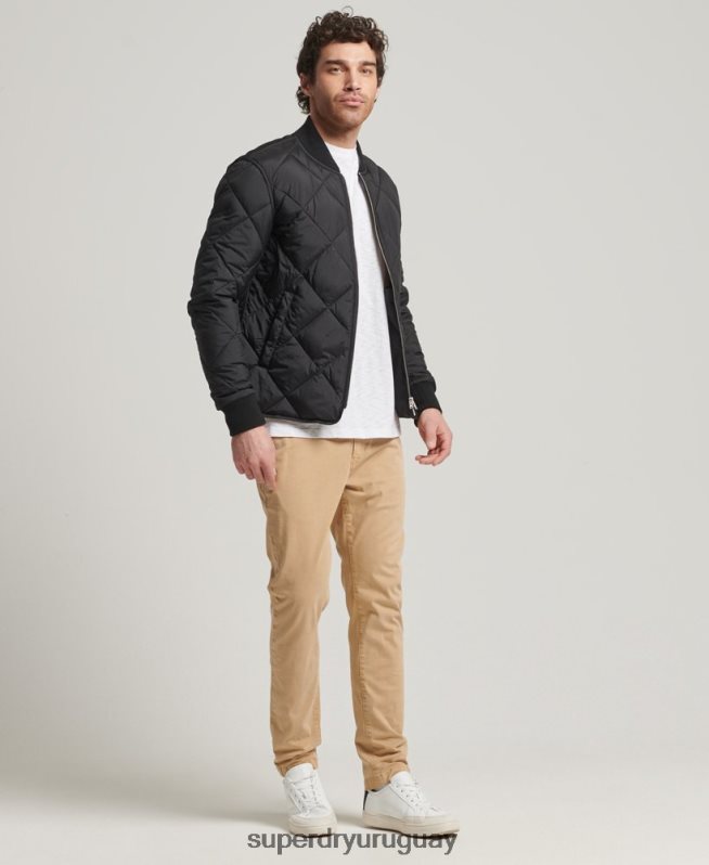 uy Superdry hombres chaqueta acolchada ligera studios negro DT2N8Z4464 ropa