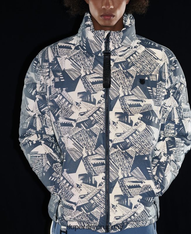 uy Superdry hombres chaqueta acolchada reflectante excedente gris oscuro DT2N8Z4780 ropa
