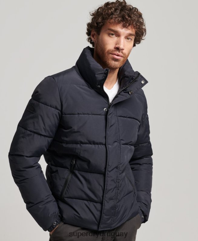 uy Superdry hombres chaqueta acolchada retro gris oscuro DT2N8Z4697 ropa