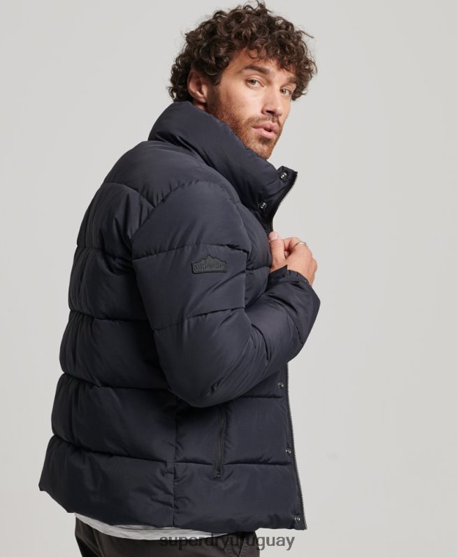 uy Superdry hombres chaqueta acolchada retro gris oscuro DT2N8Z4697 ropa