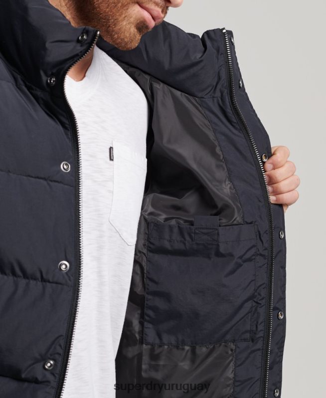 uy Superdry hombres chaqueta acolchada retro gris oscuro DT2N8Z4697 ropa