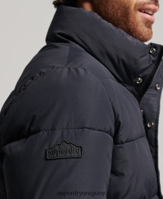 uy Superdry hombres chaqueta acolchada retro gris oscuro DT2N8Z4697 ropa