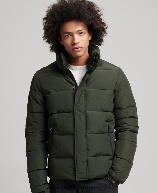 uy Superdry hombres chaqueta acolchada retro verde DT2N8Z4566 ropa