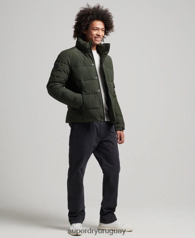 uy Superdry hombres chaqueta acolchada retro verde DT2N8Z4566 ropa