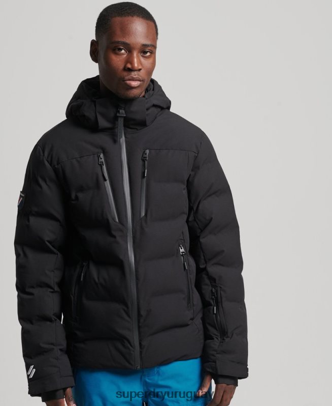 uy Superdry hombres chaqueta acolchada ski radar pro negro DT2N8Z1066 ropa
