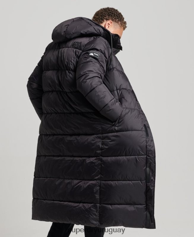 uy Superdry hombres chaqueta acolchada superlarga con línea de contacto negro DT2N8Z970 ropa