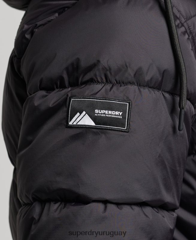 uy Superdry hombres chaqueta acolchada superlarga con línea de contacto negro DT2N8Z970 ropa