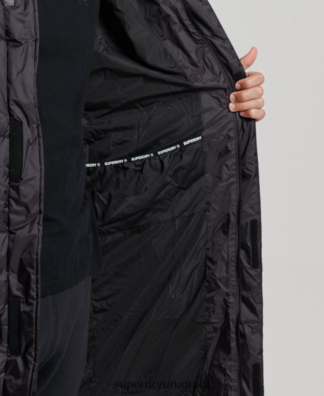 uy Superdry hombres chaqueta acolchada superlarga con línea de contacto negro DT2N8Z970 ropa