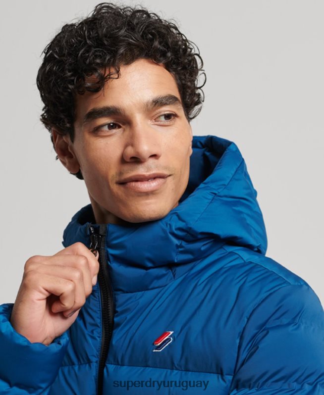 uy Superdry hombres chaqueta acolchada termosellada azul DT2N8Z1074 ropa