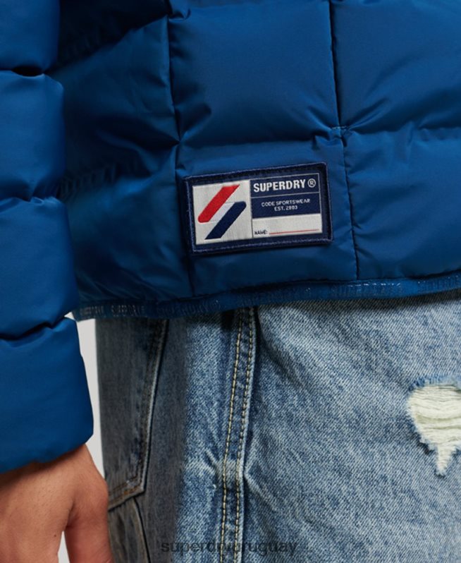 uy Superdry hombres chaqueta acolchada termosellada azul DT2N8Z1074 ropa