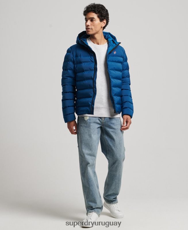 uy Superdry hombres chaqueta acolchada termosellada azul DT2N8Z1074 ropa