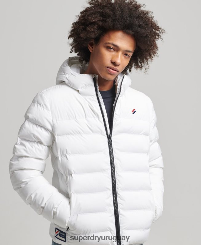 uy Superdry hombres chaqueta acolchada termosellada blanco DT2N8Z1073 ropa