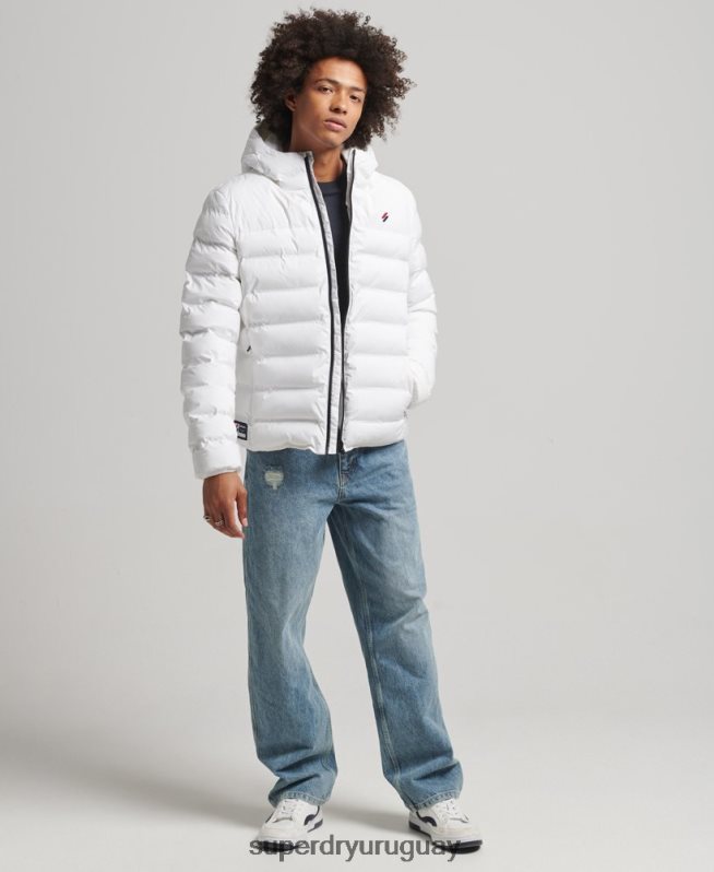uy Superdry hombres chaqueta acolchada termosellada blanco DT2N8Z1073 ropa