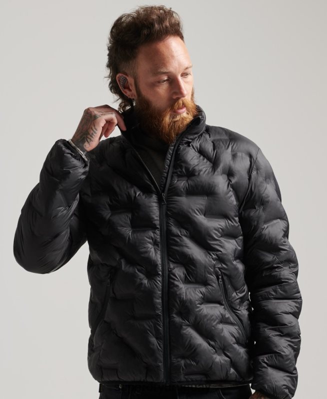 uy Superdry hombres chaqueta acolchada termosellada negro DT2N8Z1046 ropa