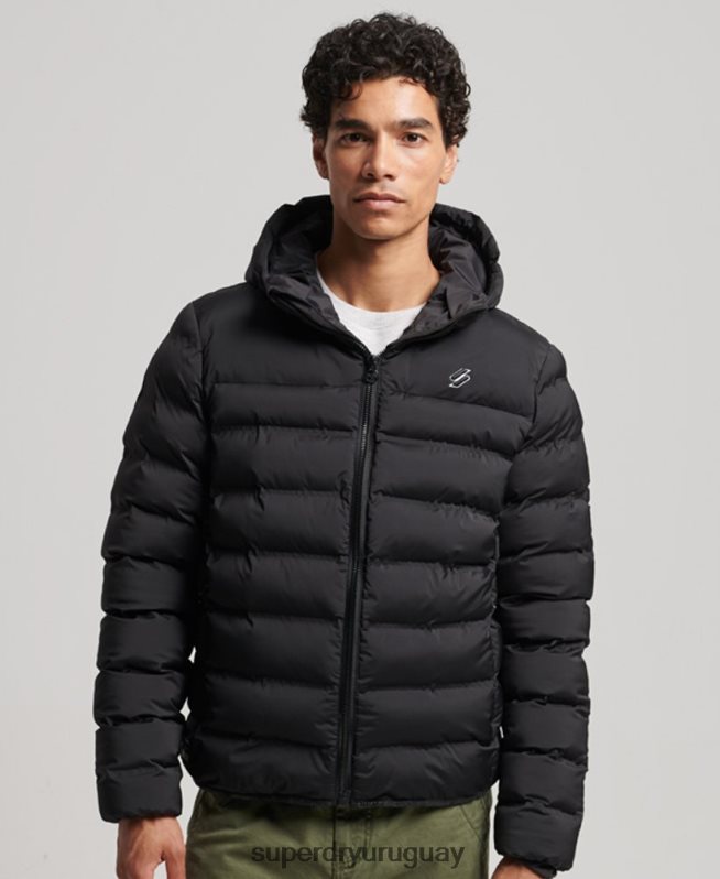 uy Superdry hombres chaqueta acolchada termosellada negro DT2N8Z979 ropa