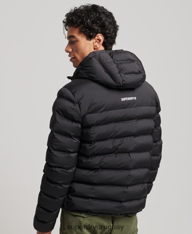 uy Superdry hombres chaqueta acolchada termosellada negro DT2N8Z979 ropa