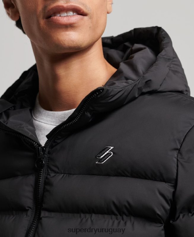 uy Superdry hombres chaqueta acolchada termosellada negro DT2N8Z979 ropa