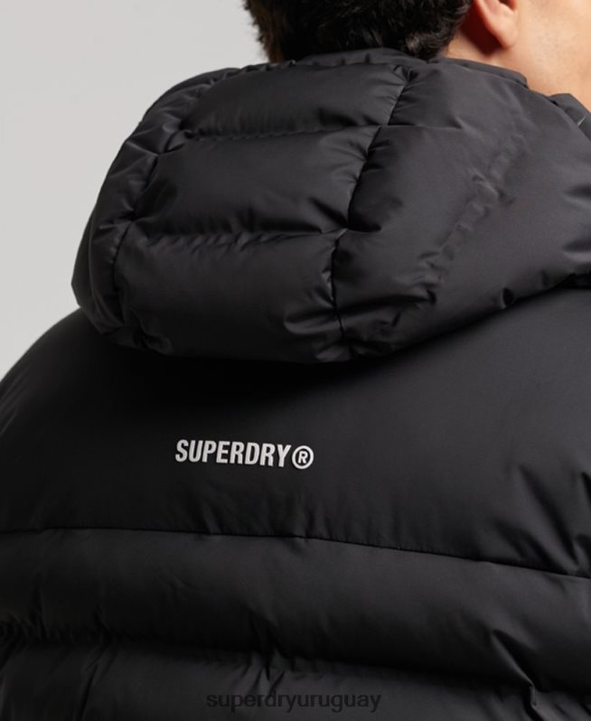 uy Superdry hombres chaqueta acolchada termosellada negro DT2N8Z979 ropa