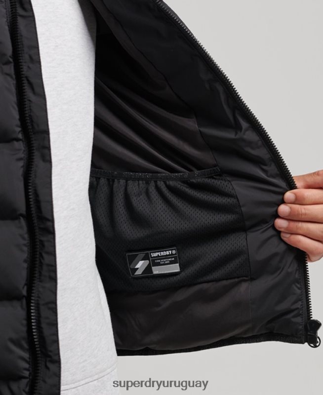uy Superdry hombres chaqueta acolchada termosellada negro DT2N8Z979 ropa