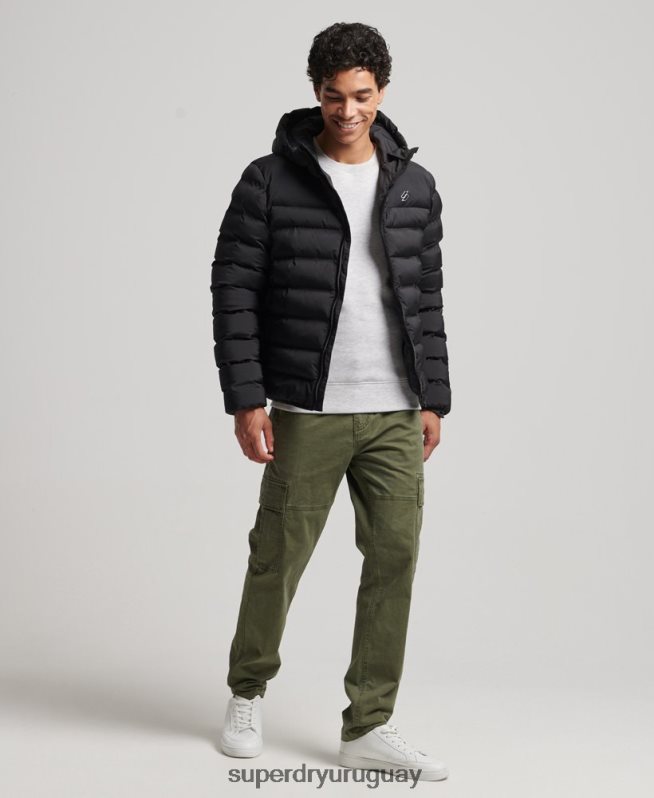 uy Superdry hombres chaqueta acolchada termosellada negro DT2N8Z979 ropa